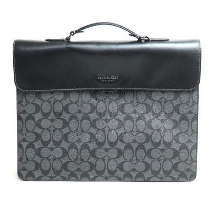COACH コーチ グラハム フラップ ブリーフ シグネチャー ブリーフケース ブラック C9827 メンズ【中古】