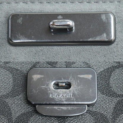 COACH コーチ グラハム フラップ ブリーフ シグネチャー ブリーフケース ブラック C9827 メンズ【中古】