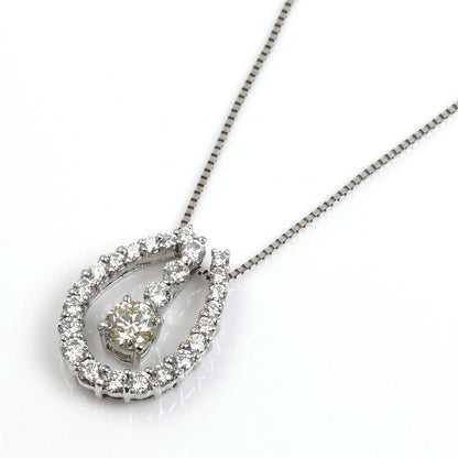 K18WG ホワイトゴールド ネックレス ダイヤモンド0.14ct/0.350ct 4.2g ～42cm フリーチェーン レディース【中古】