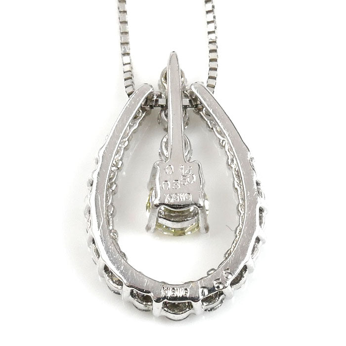 K18WG ホワイトゴールド ネックレス ダイヤモンド0.14ct/0.350ct 4.2g ～42cm フリーチェーン レディース【中古】