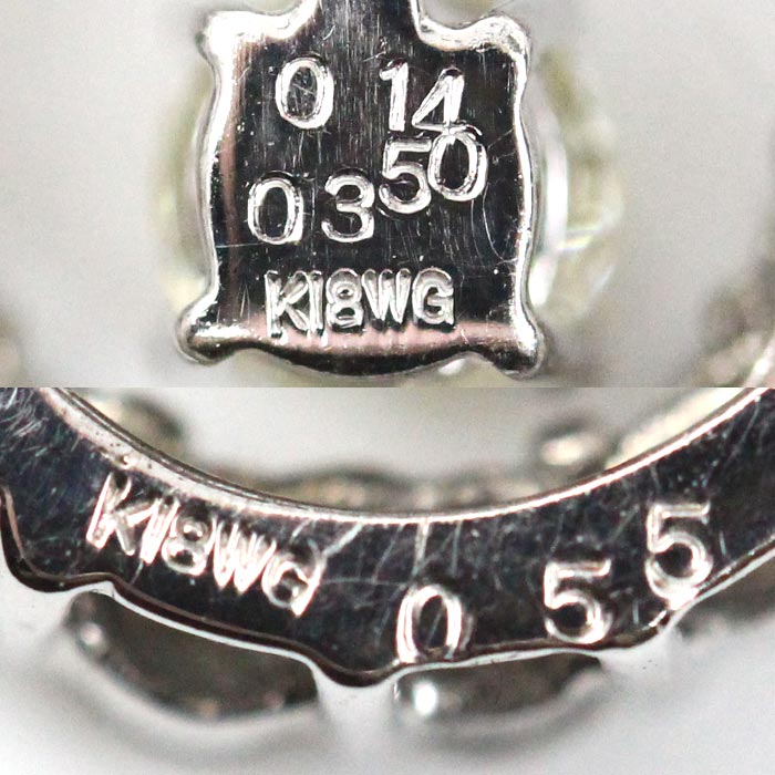 K18WG ホワイトゴールド ネックレス ダイヤモンド0.14ct/0.350ct 4.2g ～42cm フリーチェーン レディース【中古】