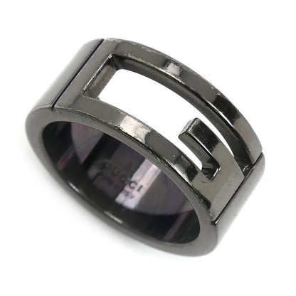 GUCCI グッチ シルバー925 ブランデッド G ブラックコーティング リング・指輪 9号 7.8g レディース【中古】