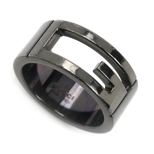 GUCCI グッチ シルバー925 ブランデッド G ブラックコーティング リング・指輪 9号 7.8g レディース【中古】