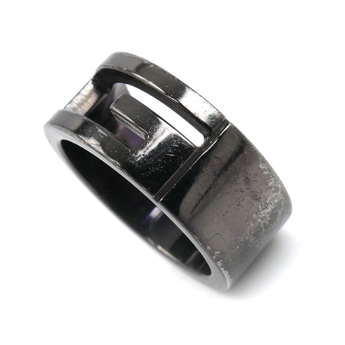 GUCCI グッチ シルバー925 ブランデッド G ブラックコーティング リング・指輪 9号 7.8g レディース【中古】