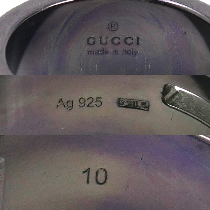 GUCCI グッチ シルバー925 ブランデッド G ブラックコーティング リング・指輪 9号 7.8g レディース【中古】