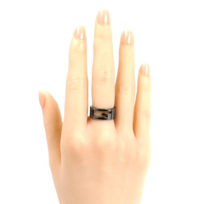 GUCCI グッチ シルバー925 ブランデッド G ブラックコーティング リング・指輪 9号 7.8g レディース【中古】