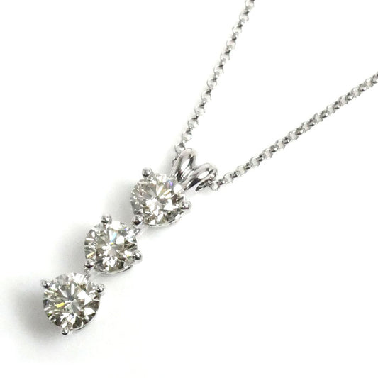 Pt900/850 ネックレス ダイヤモンド1.0ct 3.8g ～45cm フリーチェーン レディース【中古】