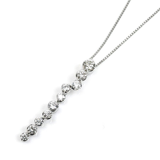 K18WG ホワイトゴールド ネックレス ベネチアン ダイヤモンド1.10ct 4.5g ～40cm トップスライド レディース【中古】