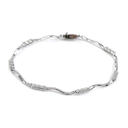 K18WG ホワイトゴールド ブレスレット ダイヤモンド0.48ct 6.6g 18cm レディース【中古】