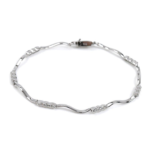 K18WG ホワイトゴールド ブレスレット ダイヤモンド0.48ct 6.6g 18cm レディース【中古】