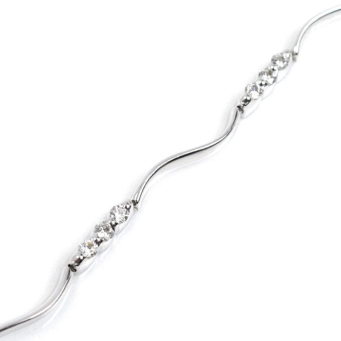 K18WG ホワイトゴールド ブレスレット ダイヤモンド0.48ct 6.6g 18cm レディース【中古】