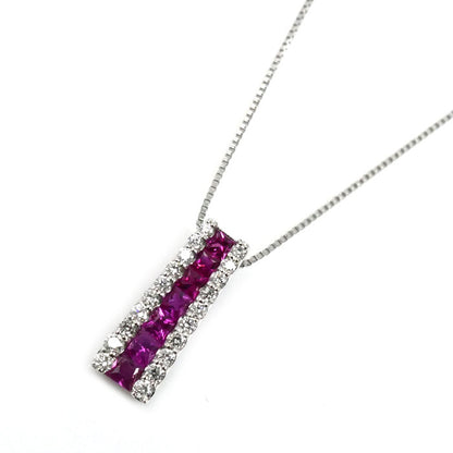 ESTELLE Pt900/850 ネックレス ルビー0.41ct ダイヤモンド0.15ct 2.6g ～44cm レディース【中古】