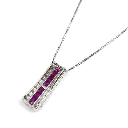 ESTELLE Pt900/850 ネックレス ルビー0.41ct ダイヤモンド0.15ct 2.6g ～44cm レディース【中古】