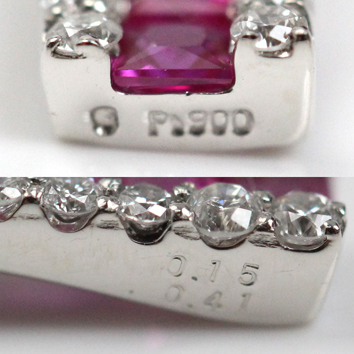ESTELLE Pt900/850 ネックレス ルビー0.41ct ダイヤモンド0.15ct 2.6g ～44cm レディース【中古】