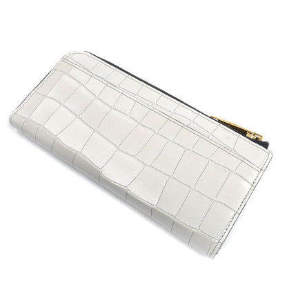 Epoi タイル 長財布 L字ファスナー アイボリー系 アイスグレー 41035 レディース【中古】