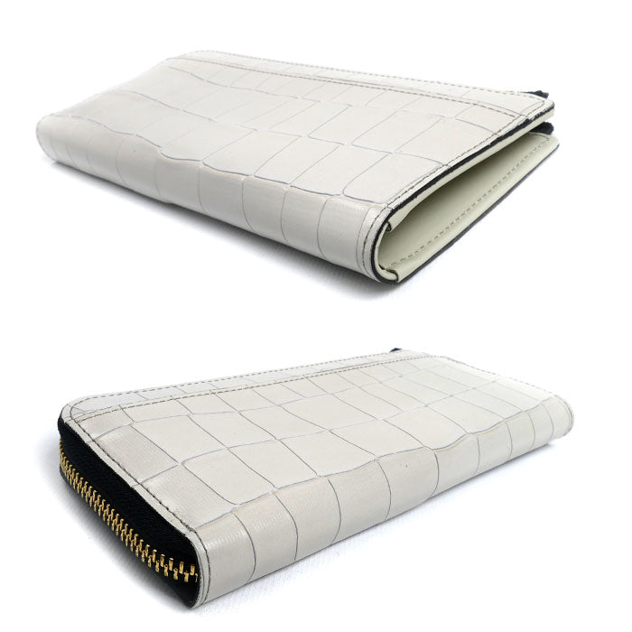 Epoi タイル 長財布 L字ファスナー アイボリー系 アイスグレー 41035 レディース【中古】