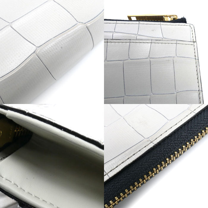 Epoi タイル 長財布 L字ファスナー アイボリー系 アイスグレー 41035 レディース【中古】