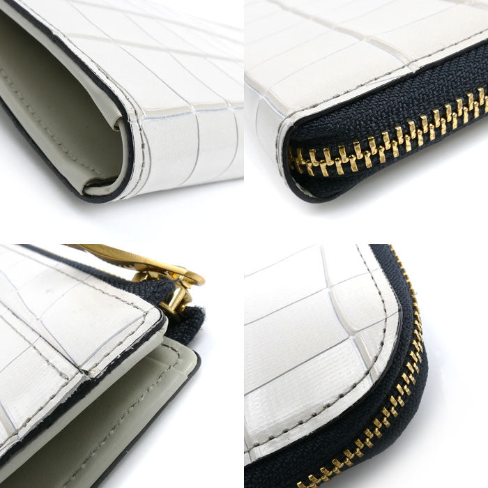 Epoi タイル 長財布 L字ファスナー アイボリー系 アイスグレー 41035 レディース【中古】