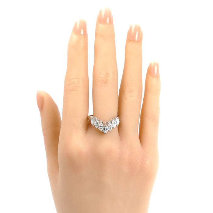 Pt900プラチナ リング・指輪 ダイヤモンド1.54ct 20.5号 5.7g V字 レディース【中古】