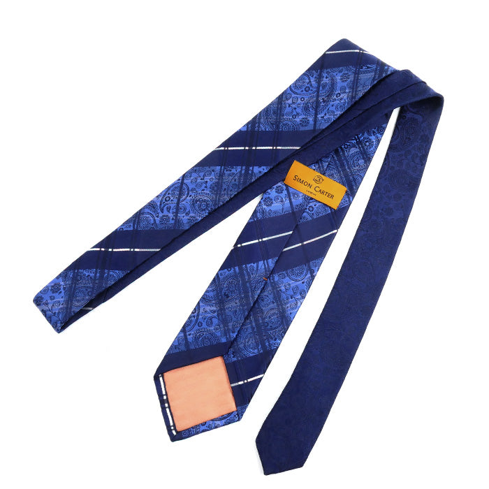 SIMON CARTER サイモンカーター ネクタイ ブルー ペイズリー柄 メンズ【中古】【美品】