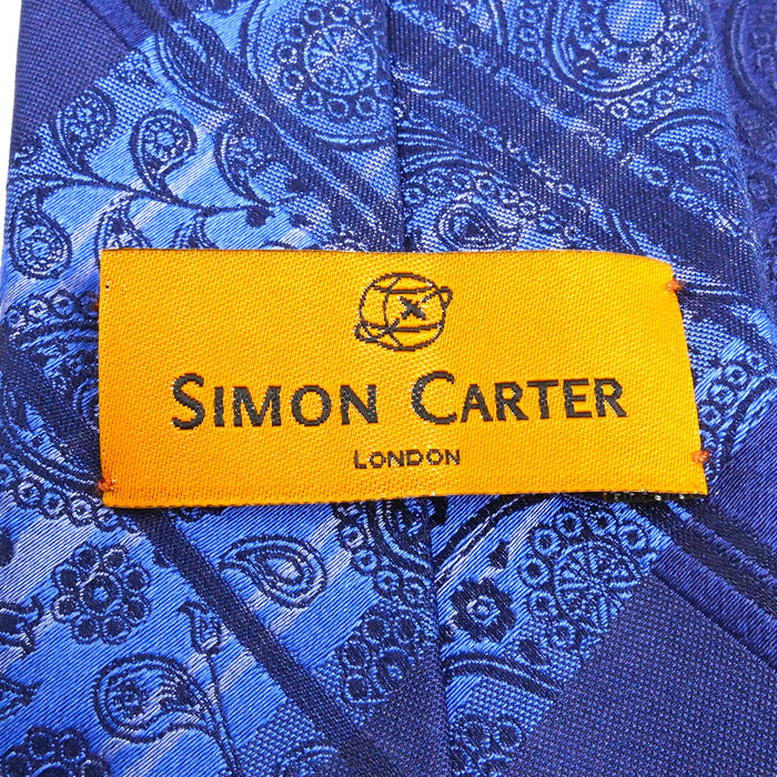 SIMON CARTER サイモンカーター ネクタイ ブルー ペイズリー柄 メンズ【中古】【美品】