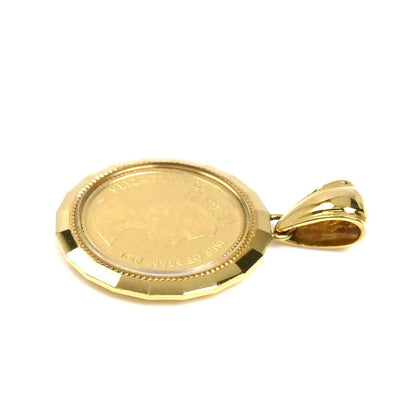 K24YG/K18YG マン島 1/25OZ ペンダントトップ 4.3g 1991 両面ガラス入り 非防水 ユニセックス【中古】