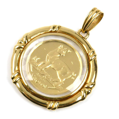K24YG/K18YG マン島 1/5OZ ペンダントトップ 15.4g 1994 両面ガラス入り 非防水 メンズ【中古】