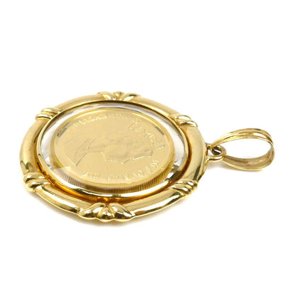 K24YG/K18YG マン島 1/5OZ ペンダントトップ 15.4g 1994 両面ガラス入り 非防水 メンズ【中古】