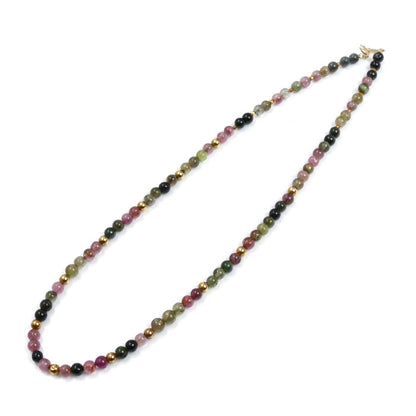 K18YG イエローゴールド マルチカラー ネックレス トルマリン 12.1g 40.5cm レディース【中古】