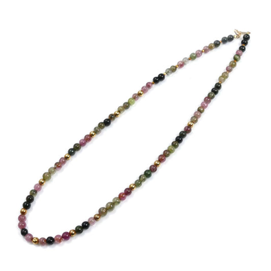K18YG イエローゴールド マルチカラー ネックレス トルマリン 12.1g 40.5cm レディース【中古】