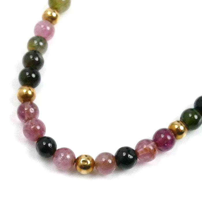 K18YG イエローゴールド マルチカラー ネックレス トルマリン 12.1g 40.5cm レディース【中古】