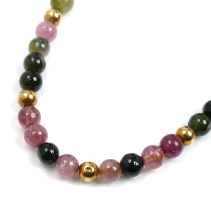 K18YG イエローゴールド マルチカラー ネックレス トルマリン 12.1g 40.5cm レディース【中古】