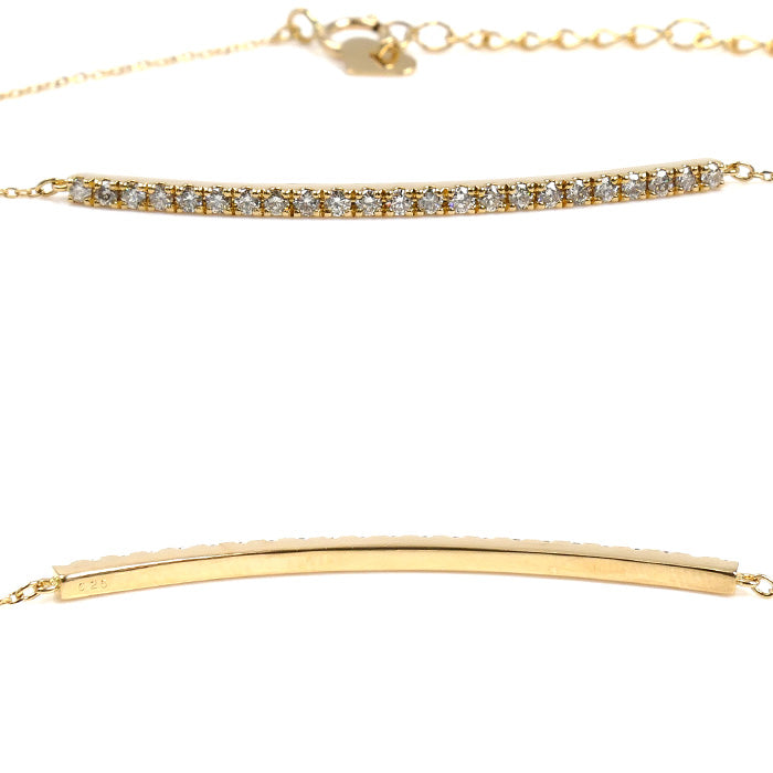 K18YG イエローゴールド ブレスレット ダイヤモンド0.25ct 1.6g 15.5～18cm レディース【中古】