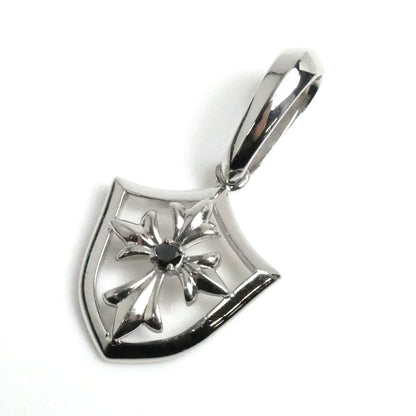 Pt950プラチナ ペンダントトップ ブラックダイヤモンド0.03ct 4.1g シールドモチーフ ユニセックス【中古】