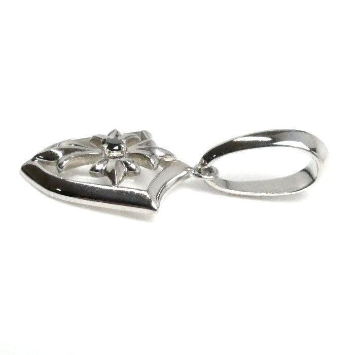 Pt950プラチナ ペンダントトップ ブラックダイヤモンド0.03ct 4.1g シールドモチーフ ユニセックス【中古】