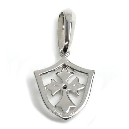 Pt950プラチナ ペンダントトップ ブラックダイヤモンド0.03ct 4.1g シールドモチーフ ユニセックス【中古】