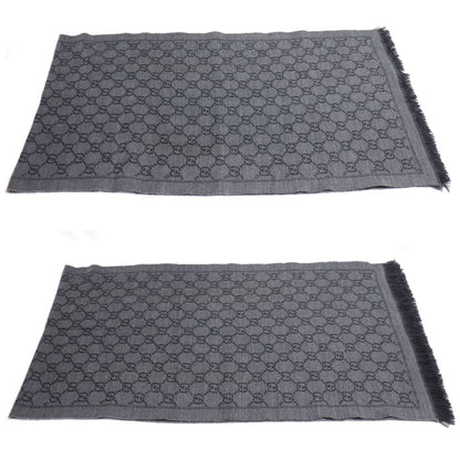 GUCCI グッチ GG柄 ウール マフラー グレー メンズ【中古】