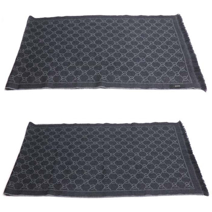 GUCCI グッチ GG柄 ウール マフラー グレー メンズ【中古】