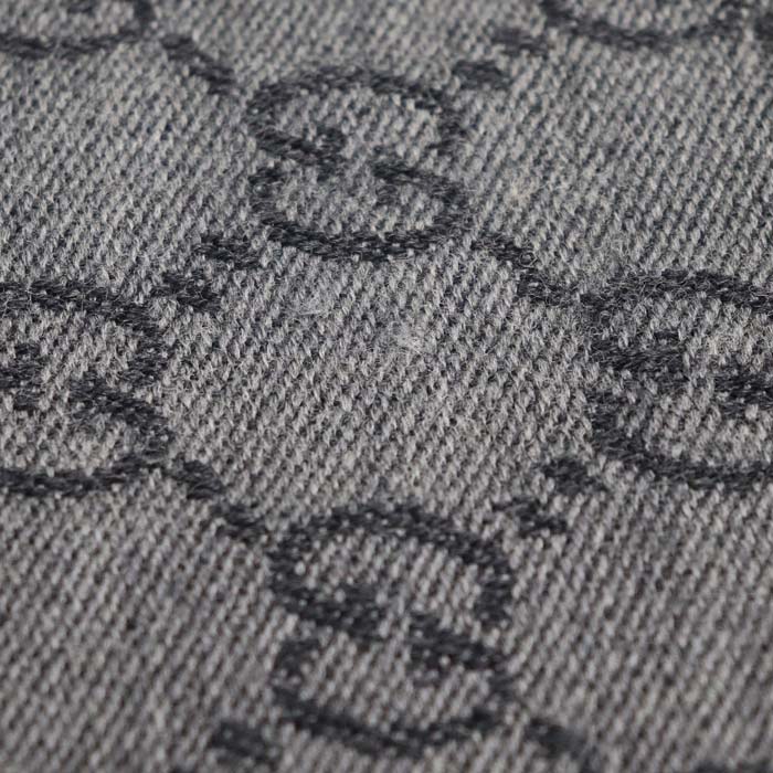 GUCCI グッチ GG柄 ウール マフラー グレー メンズ【中古】