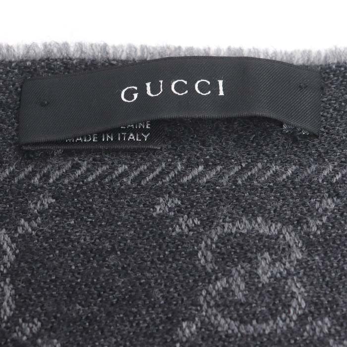 GUCCI グッチ GG柄 ウール マフラー グレー メンズ【中古】