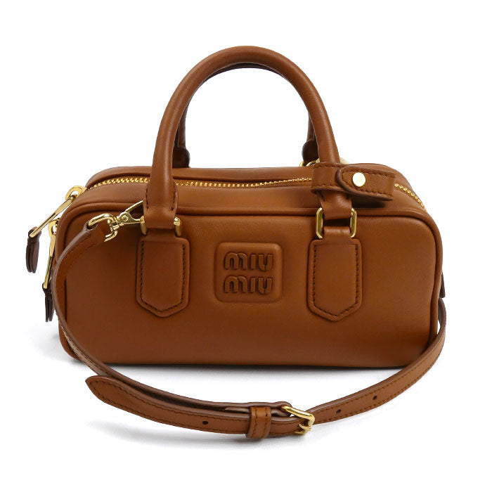 MIUMIU ミュウミュウ アルカディ レザーバッグ レギュラー 2Wayショルダーバッグ ブラウン 5BB142 ARC3 F0046 V OON ICチップ レディース【中古】【美品】