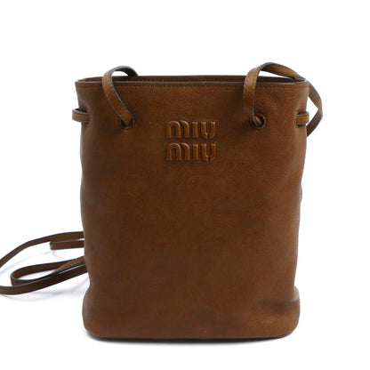 MIUMIU ミュウミュウ ナッパレザー ミニバッグ ショルダーバッグ ブラウン 5NF460 ICチップ レディース【中古】