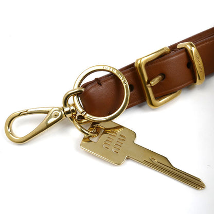 MIUMIU ミュウミュウ キーチャーム レザーストラップ キーホルダー コニャック 5TT176 2F8W レディース【中古】【美品】