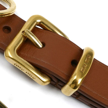 MIUMIU ミュウミュウ キーチャーム レザーストラップ キーホルダー コニャック 5TT176 2F8W レディース【中古】【美品】