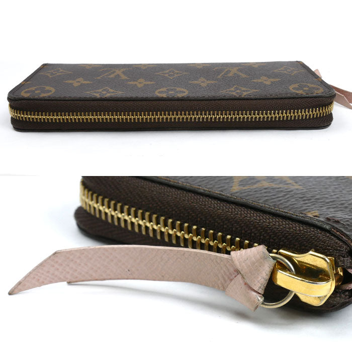 LOUIS VUITTON ルイ・ヴィトン ポルトフォイユクレマンス 長財布 ラウンドファスナー モノグラム ローズバレリーヌ M61298 CA2187 レディース【中古】
