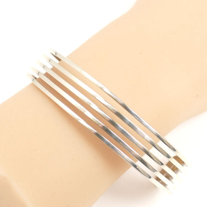 GUCCI グッチ シルバー925 5連ストライプ バングル 22.9g ユニセックス【中古】