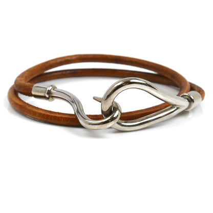 HERMES エルメス レザー 2連 ジャンボ ブレスレット 16.5cm レディース【中古】