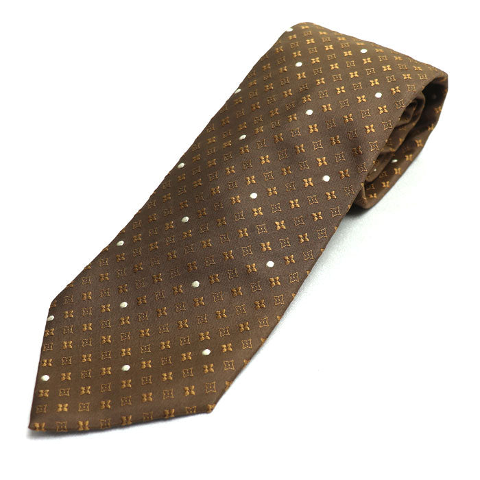 LOUIS VUITTON ルイ・ヴィトン モノグラム柄 ネクタイ ブラウン メンズ【中古】