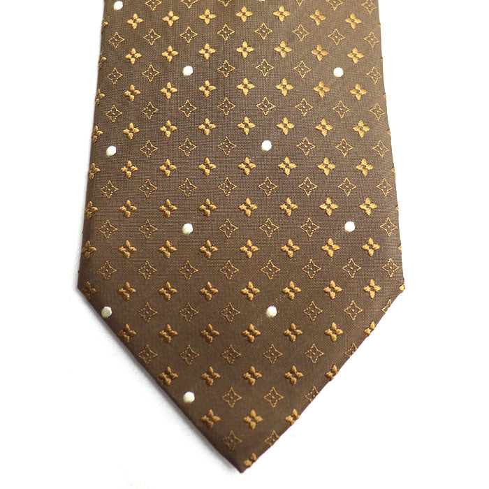 LOUIS VUITTON ルイ・ヴィトン モノグラム柄 ネクタイ ブラウン メンズ【中古】