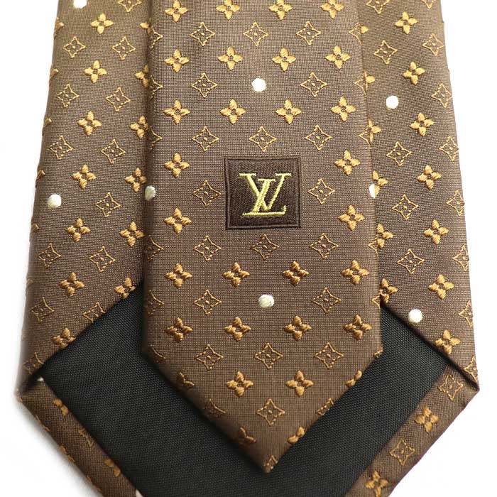 LOUIS VUITTON ルイ・ヴィトン モノグラム柄 ネクタイ ブラウン メンズ【中古】